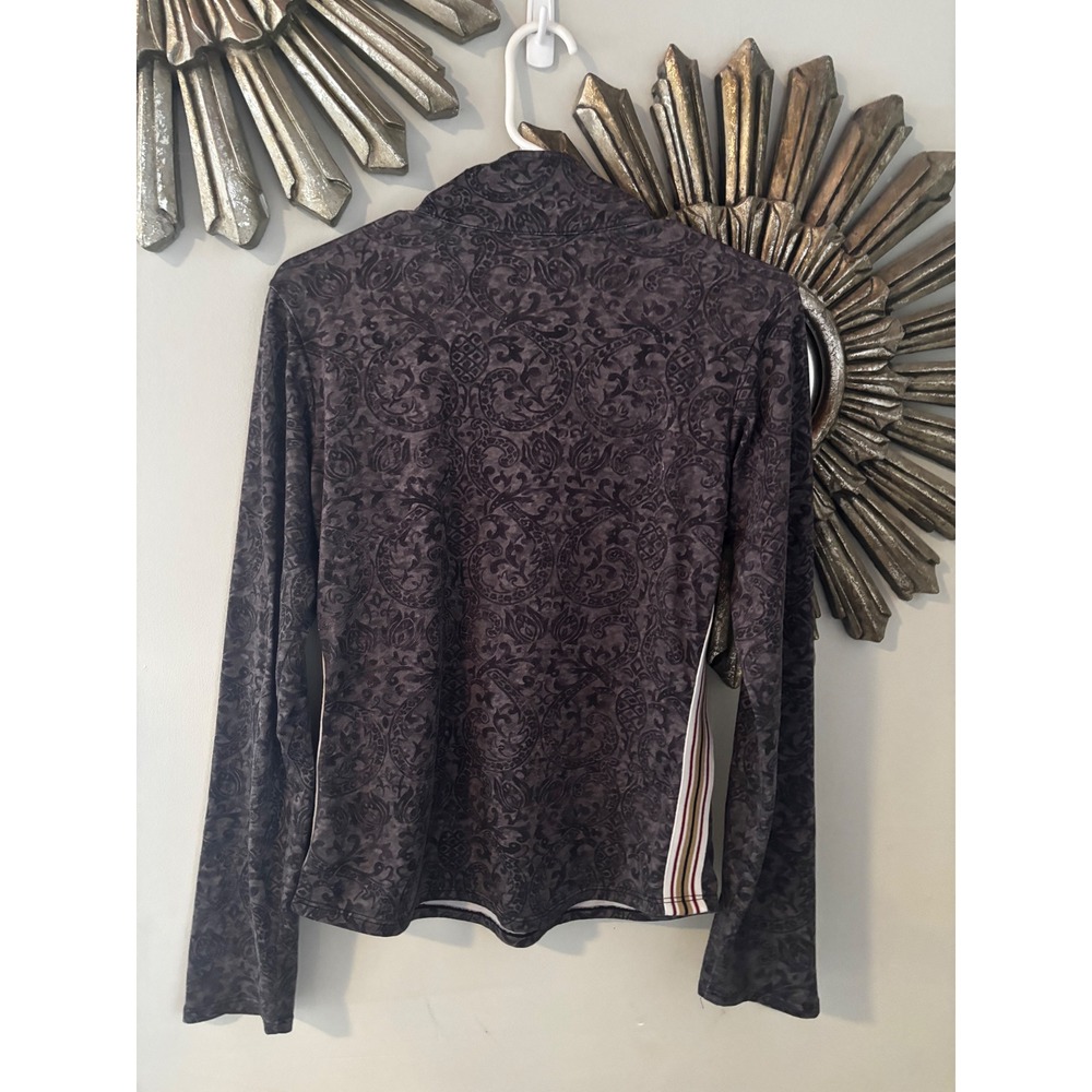 Athleta Womens Small Gray Paisley‎ Scroll 1/4 Zip Pullover Top Made in USA - Picture 5 of 7